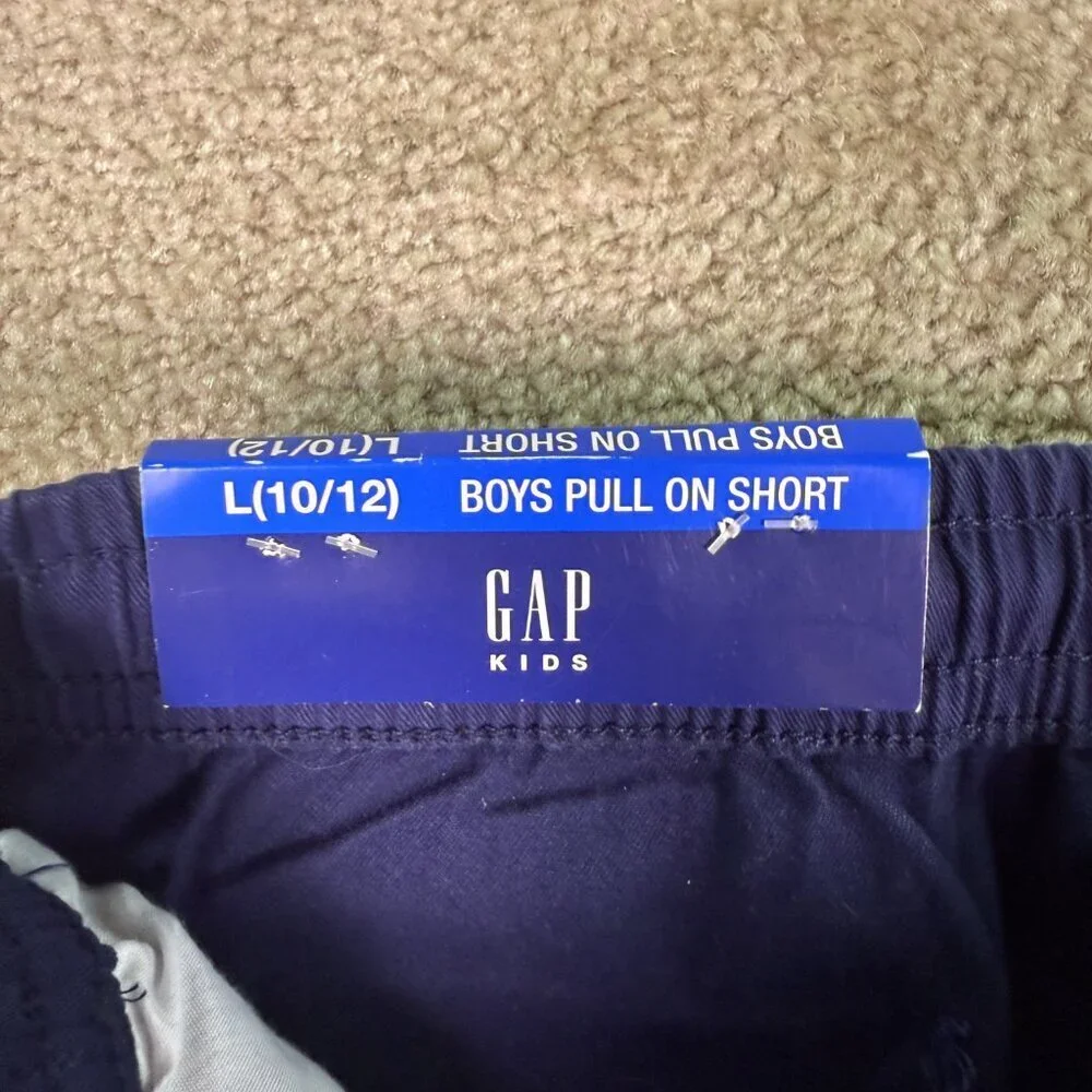 Gap Kids Boys Chino Shorts L Blue Stretch Soft Twill Elastic Waist E876
